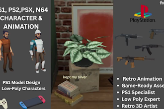 create 3d low poly model, ps1 character, ps1 ps2 y2k psx, 3d lowpoly retro model