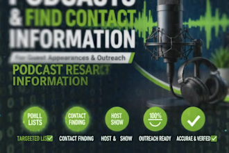research podcasts and find guest contact information