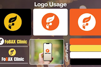 do complete business branding, logo, guide, social kit, web ui