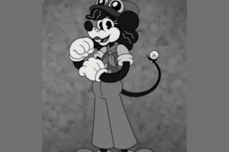draw characters in retro rubber hose cartoon style 2d cartoon animation video