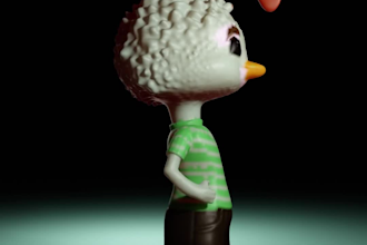 create a game ready 3d character model, rigged and textured
