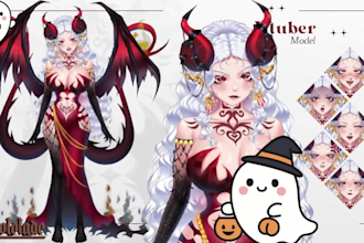 draw anime vtuber character sheet model streaming avatar live2d rigging pngtuber