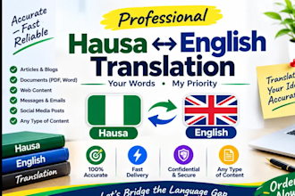 translate hausa to english and english to hausa professional