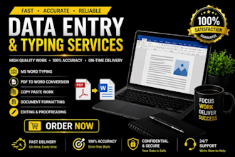 do ms word typing, formatting and PDF to word conversion