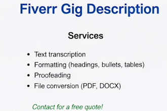 provide manual typing and professional document formatting