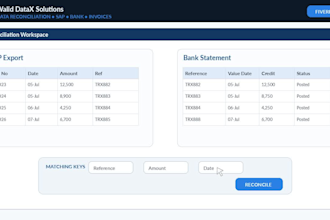 reconcile excel sap bank and invoice data