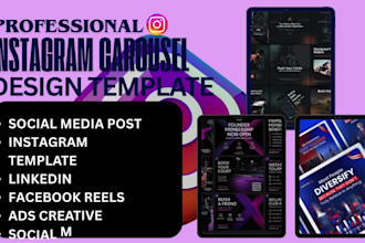 instagram carousel posts, editable canva template, and linkedin carousel