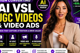 create converting ai vsl videos, ai ugc content and video ads for your business