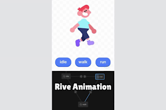 create interactive rive lottie animation for websites and app game UI animation