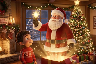 create 3d christmas animation, christmas video, santa claus, 3d ai storytelling