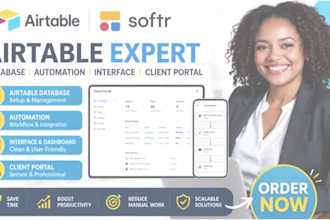 build airtable database and softr client portal