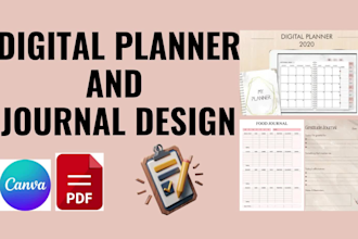 esty hyperlink planner digital product, digital menu journal esty shop
