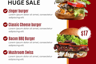 design professional restaurant menu, burger flyer and food poster