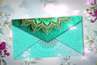 create cinematic royal envelope invitation animation
