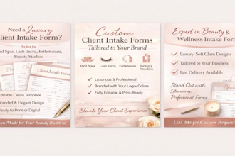 design luxury client intake form or beauty business template