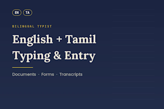 do fast and accurate english and tamil data entry and typing