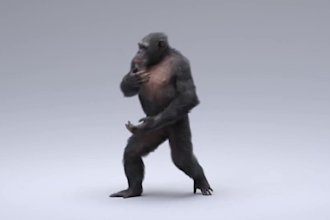 do realistic animal animation, 3d gorilla model, character design, fur, rigging