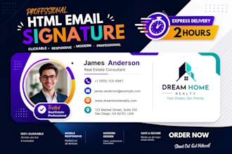 design HTML email signature with logo and social icons within 2 hours