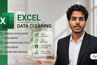 do excel data cleaning , formatting and data cleanup , remove duplicate data
