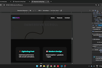build a responsive landing page in HTML CSS js