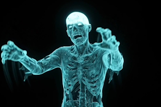 create halloween zombie hologram, horror projection and spooky visuals
