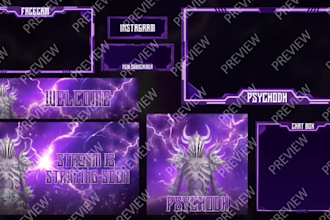 design a complete anime style twitch stream package