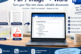 type handwritten notes, pdfs and images into word