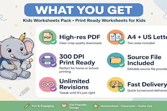 design kids educational worksheets bundle