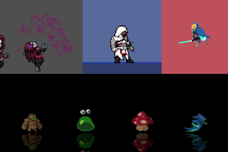 do 2d pixel character animation, sprite sheet, aseprite, tileset for video games