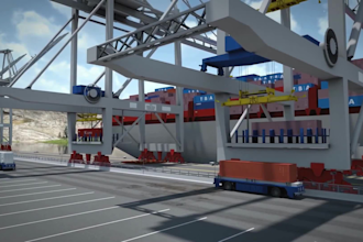 do 3d industrial video container terminal animation  dryport logistics explainer