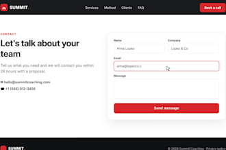 create a professional landing page with a contact form
