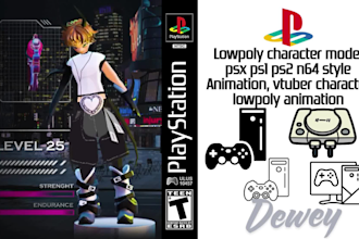 create 3d retro ps1 psx n64 lowpoly character model for indie games and vtubers