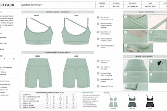 activewear tech pack design womenswear tech pack fitness activewear set design