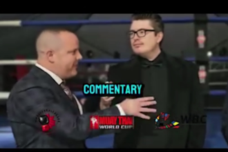 record high energy sports commentary or powerful voiceover