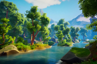 develop stylized 3d low poly game environment in unreal engine