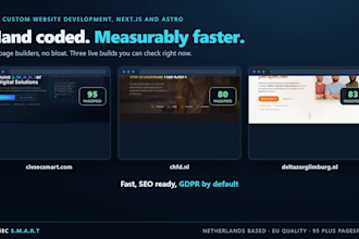 develop a fast custom website with nextjs or astro seo ready