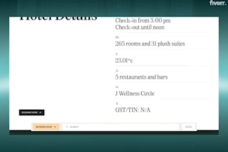 design a hotel booking website on wix for hotels and resorts