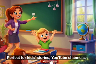 create disney style, 3d pixar style, 3d kids animation, cartoon videos, ai story