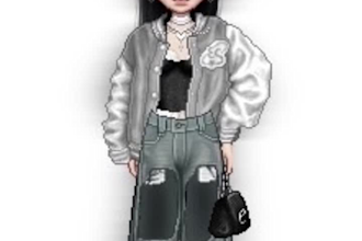 draw ever skies style character, cute doll outfit design