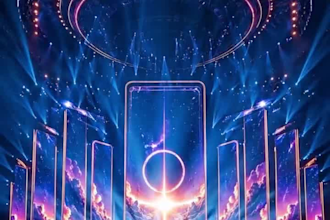 futuristic 3d concert visual led wall stage screen holographic animation