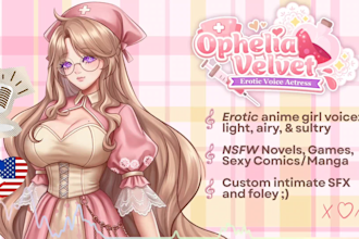 record seductive nsfw erotic female voice over as anime girl