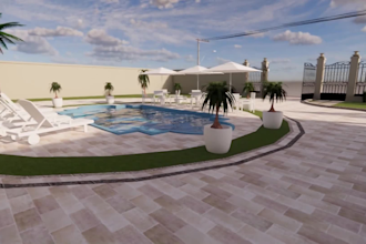resort villa, spa luxury resort,3d walkthrough, modern villa with enscape render