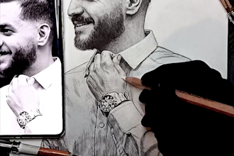 custom hand drawn portrait from photo
