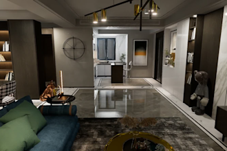 do magnificent interior and exterior design for house with animation