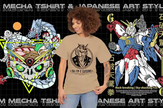 do mecha design and japanese art style for tshirt