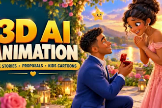 3d proposal videos 3d pixar style animation ai romantic wedding  videos