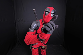 create a funny tiktok or youtube short in a deadpool costume