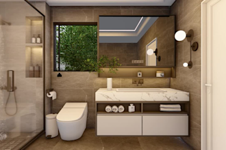 do bathroom interior design in 3d and render