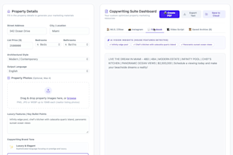 write a luxury real estate mls listing description and social media posts