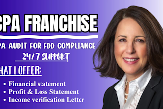 prepare CPA franchise audit for fdd compliance with gaap signed opinion report
